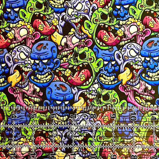 9x14 Tumbler Cut, Custom Fabric, CottonSpandex, High Quality, Mask Cut, Tumbler Fabric, Halloween, Horror, Zombies, Brains, Killer, Small