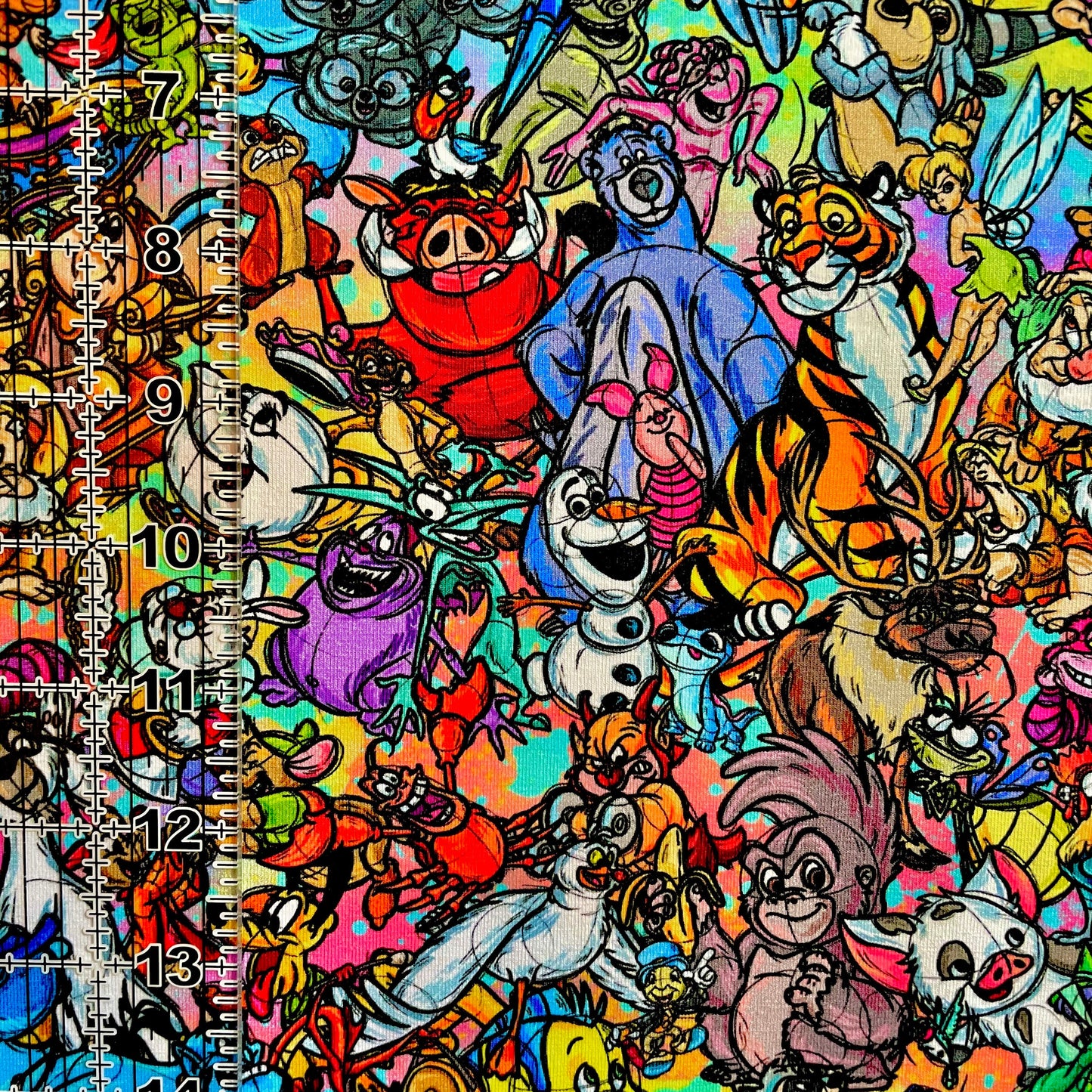 9x14 Tumbler Cut, Custom Fabric, CottonSpandex, High Quality, Mask Cut, Tumbler Fabric, Cartoons, Sidekicks, Rainbow, Characters