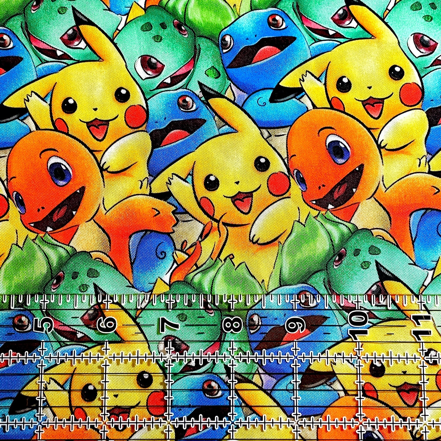 9x14 Tumbler Cut, Custom Fabric, CW Cotton Woven, High Quality, Mask Cut, Tumbler Fabric, Pokemon, Pikachu, Anime, Kids, Gamer, Bright