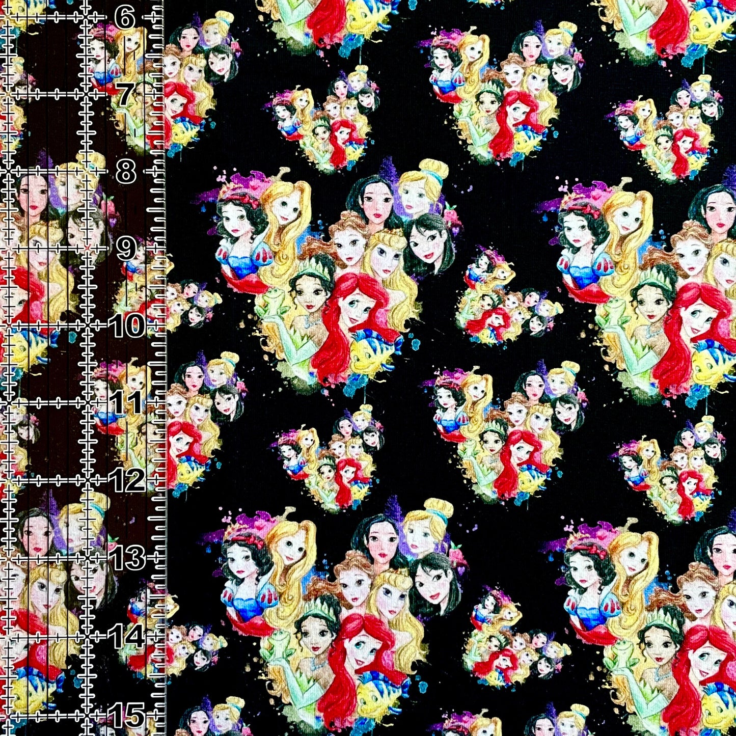 9x14 Tumbler Cut, Custom Fabric, CottonSpandex, High Quality, Mask Cut, Tumbler Fabric, Disney, Princess Ears, Princesses, Gorgeous