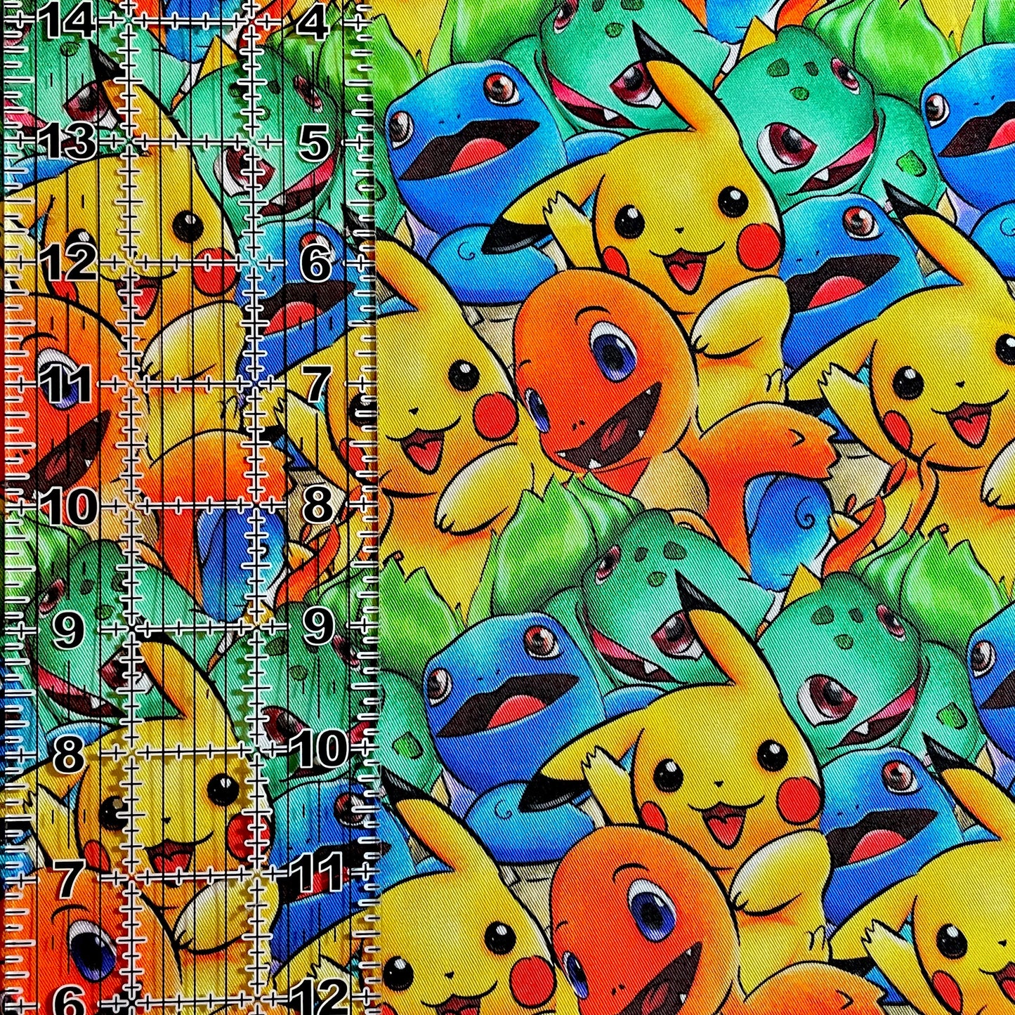 9x14 Tumbler Cut, Custom Fabric, CW Cotton Woven, High Quality, Mask Cut, Tumbler Fabric, Pokemon, Pikachu, Anime, Kids, Gamer, Bright