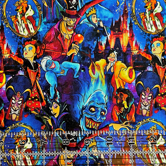 9x14 Tumbler Cut, Custom Fabric, CW Cotton Woven, High Quality, Mask Cut, Tumbler Fabric, Halloween, Disney, Evil Mash, Villain, Wicked