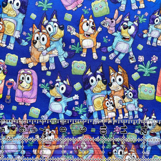 9x14 Tumbler Cut, Custom Fabric, CottonSpandex, High Quality, Mask Cut, Tumbler Fabric, Disney Pups, Dogs, Blue