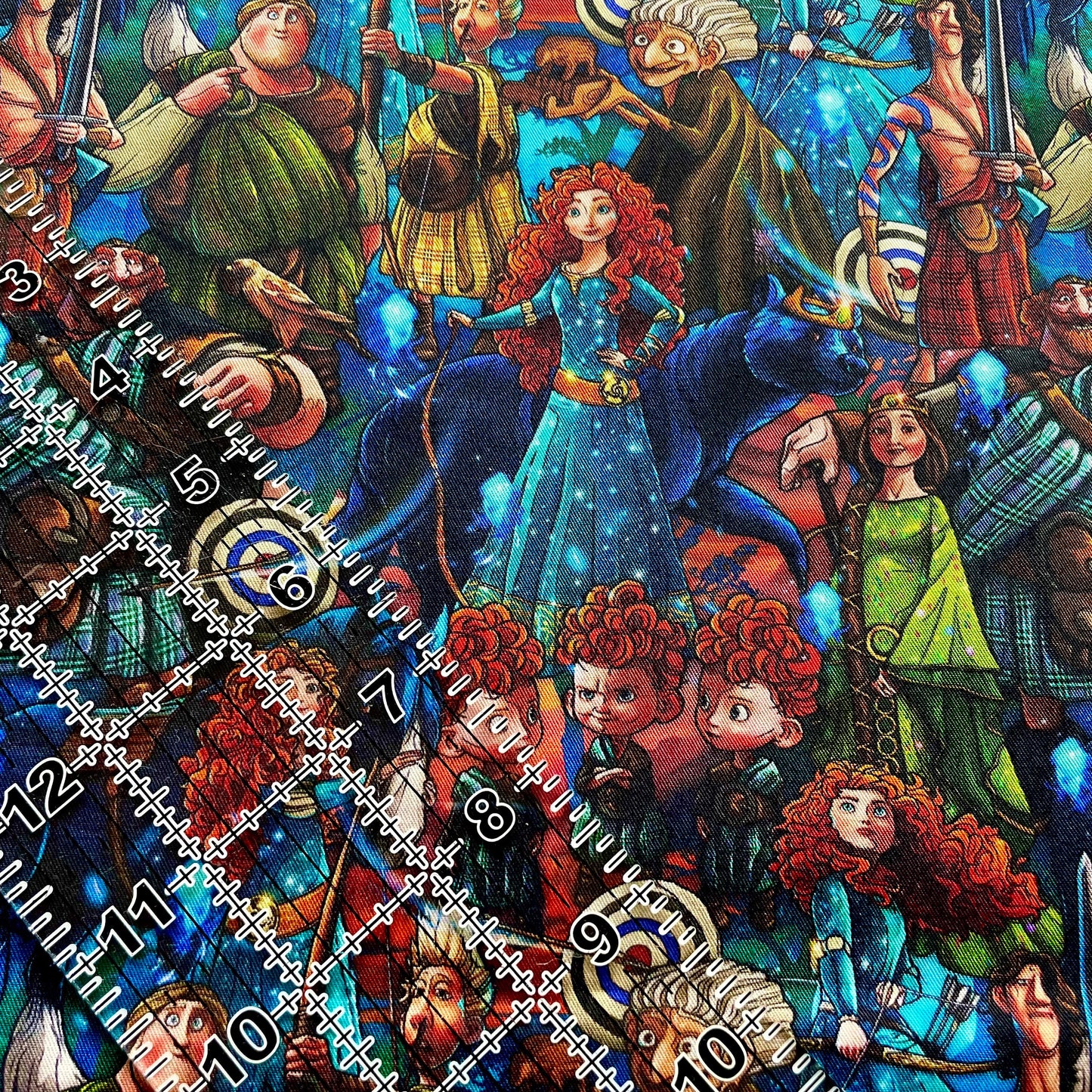 9x14 Tumbler Cut, Custom Fabric, CW Cotton Woven, High Quality, Mask Cut, Tumbler Fabric, Disney, Princess, Merida, Bears, Archery, Fate