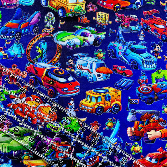 9x14 Tumbler Cut, Custom Fabric, CottonSpandex, High Quality, Mask Cut, Tumbler Fabric, Disney, Rides, Characters, Cartoons, Cars, Hot Rods