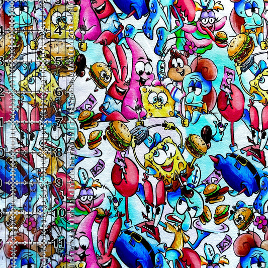 9x14 Tumbler Cut, Custom Fabric, CottonSpandex, High Quality, Mask Cut, Tumbler Fabric, Disney, Pineapple Under the Sea, Cute, Small