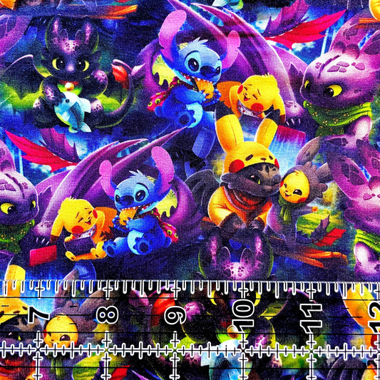 9x14 Tumbler Cut, Custom Fabric, CottonSpandex, High Quality, Mask Cut, Tumbler Fabric, Disney, Stitch, Dragons, Alien Friends