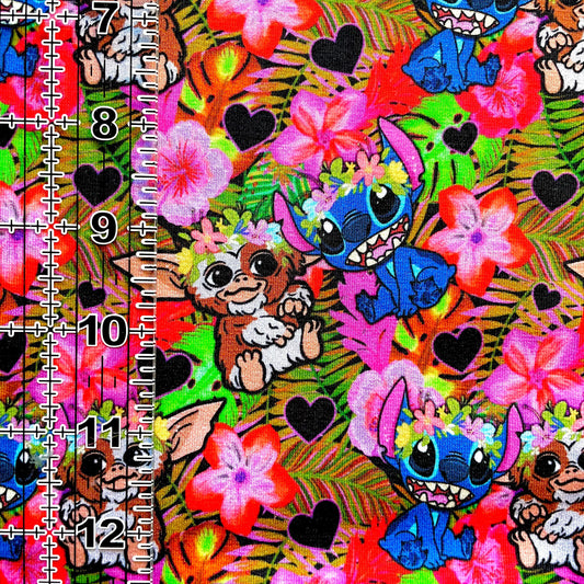 9x14 Tumbler Cut, Custom Fabric, CottonSpandex, High Quality, Mask Cut, Tumbler Fabric, Disney, Tropical Gizmo and Stitch