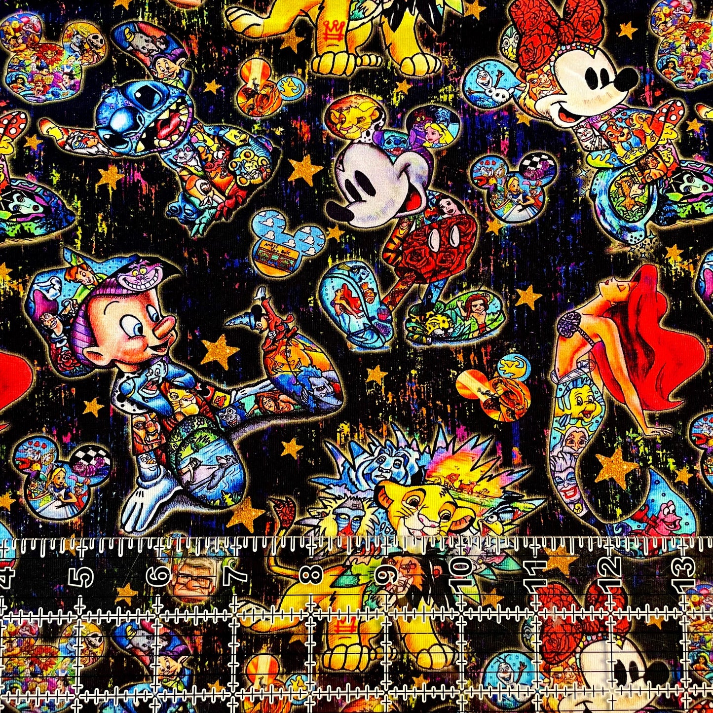 9x14 Tumbler Cut, Custom Fabric, CottonSpandex, High Quality, Mask Cut, Tumbler Fabric, Disney, Magic Art, Black, Grunge