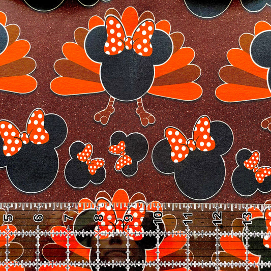 9x14 Tumbler Cut, Custom Fabric, CottonSpandex, High Quality, Mask Cut, Tumbler Fabric, Thanksgiving, Fall, Mickey, Minnie, Turkeys
