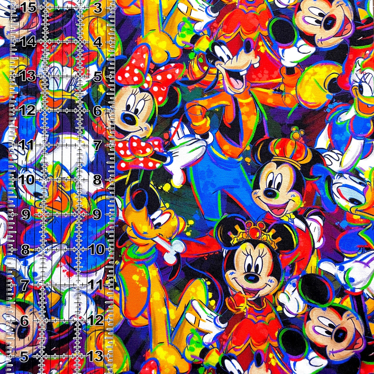 9x14 Tumbler Cut, Custom Fabric, CottonSpandex, High Quality, Mask Cut, Tumbler Fabric, Disney, Fab Five, Mickey, Minnie, Colorful, Abstract