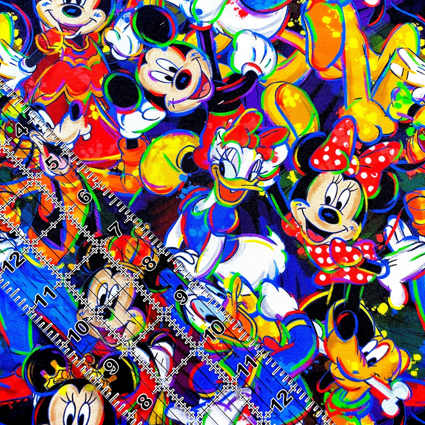 9x14 Tumbler Cut, Custom Fabric, CottonSpandex, High Quality, Mask Cut, Tumbler Fabric, Disney, Fab Five, Mickey, Minnie, Colorful, Abstract