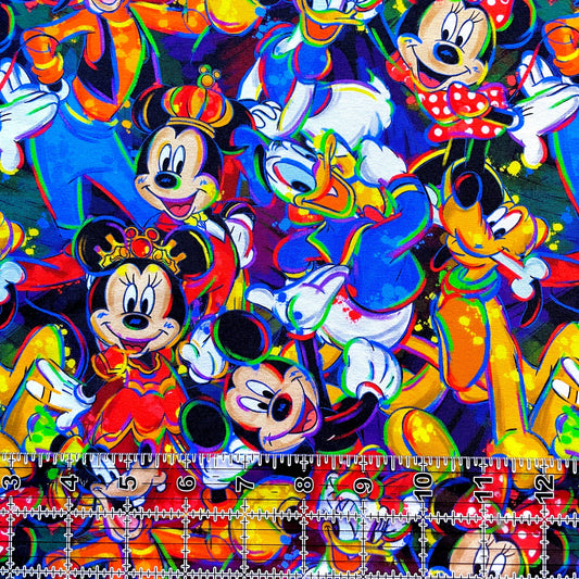 9x14 Tumbler Cut, Custom Fabric, CottonSpandex, High Quality, Mask Cut, Tumbler Fabric, Disney, Fab Five, Mickey, Minnie, Colorful, Abstract