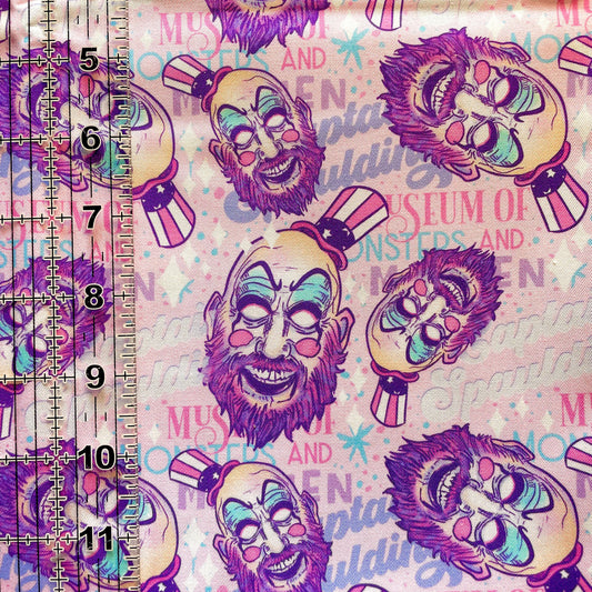 9x14 Tumbler Cut, Custom Fabric, CW Cotton Woven, High Quality, Mask Cut, Tumbler Fabric, Horror, Halloween, Pastel Clown Toss