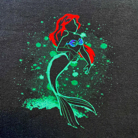 **9x12** Tumbler Cut, Custom Fabric, CottonSpandex, High Quality, Princess, Ariel, Black, Precut