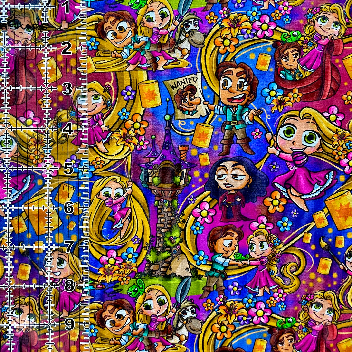 9x14 Tumbler Cut, Custom Fabric, CottonSpandex, High Quality, Mask Cut, Tumbler Fabric, Disney, Cartoons, Princess, Rapunzel, Golden Hair, Toon