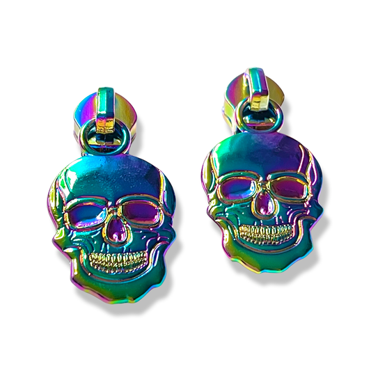 Zipper Pull, Skull, Rainbow