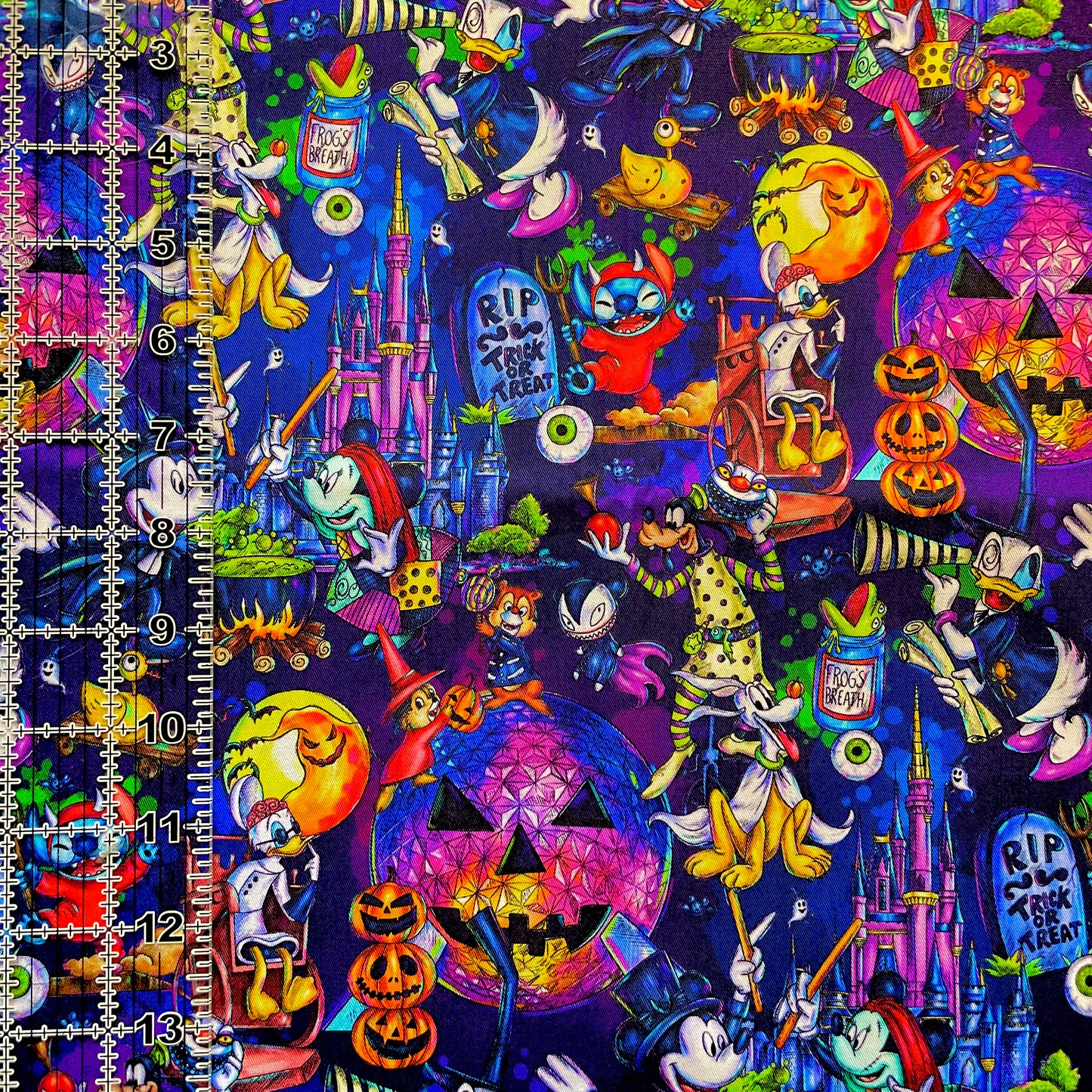 9x14 Tumbler Cut, Custom Fabric, CW Cotton Woven, High Quality, Mask Cut, Tumbler Fabric, Halloween, Mickey, Skellington Mouse, Main, New OSP