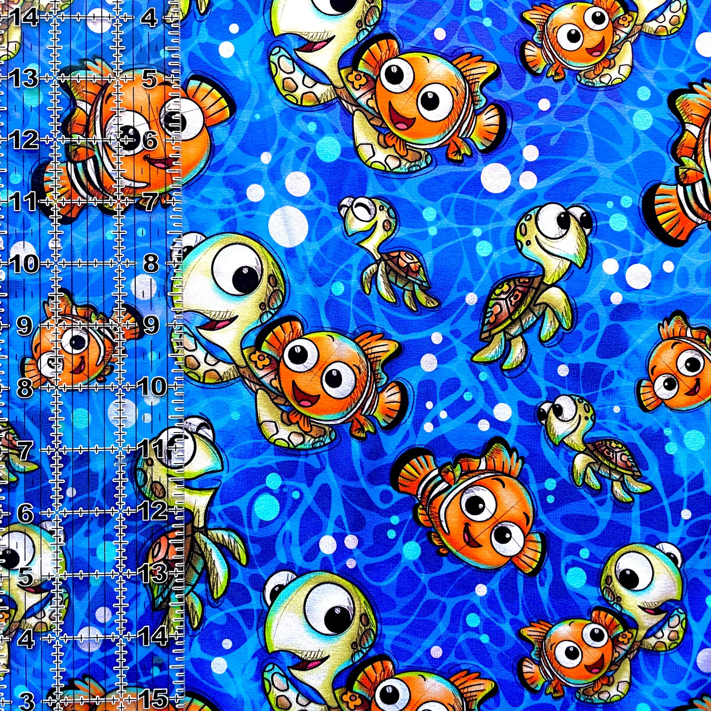 9x14 Tumbler Cut, Custom Fabric, CottonSpandex, High Quality, Mask Cut, Tumbler Fabric, Disney, Nemo and Friends, Fish Friends, Summer, New OSP Large, Squirt and Nemo