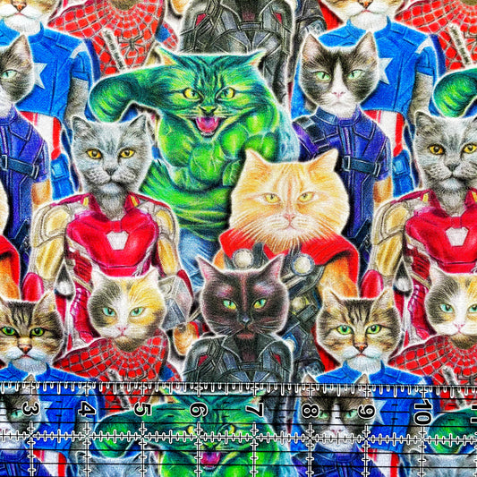 9x14 Tumbler Cut, Custom Fabric, CW Cotton Woven, High Quality, Mask Cut, Tumbler Fabric, Super Hero Cats, Funny