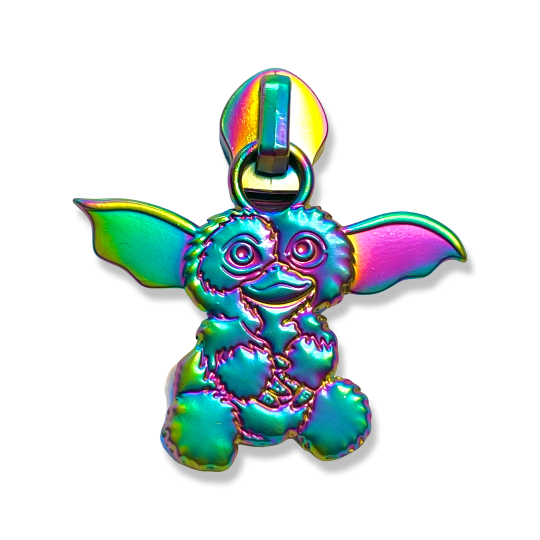 Zipper Pull, Big Gremlin, Rainbow Matte