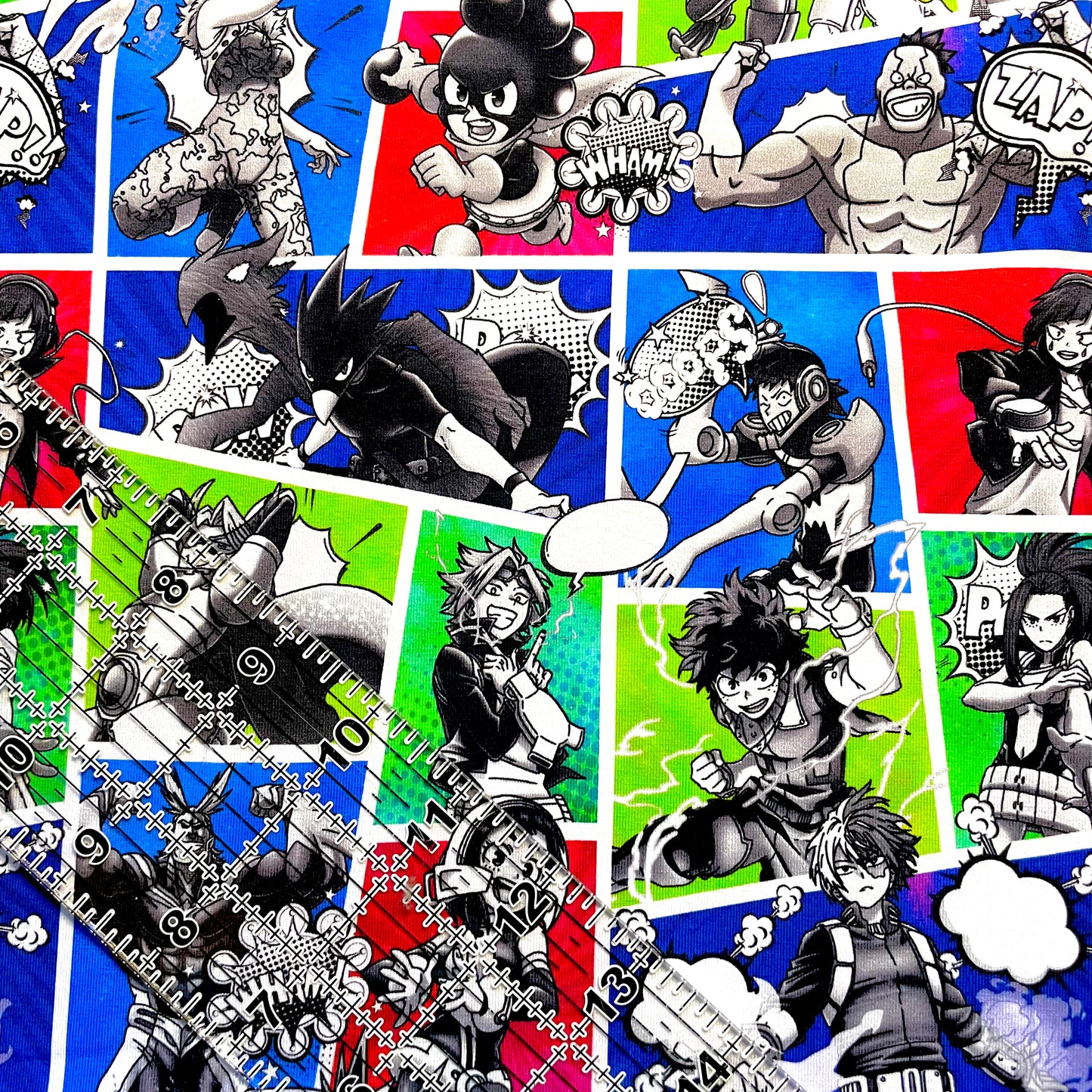 9x14 Tumbler Cut, Custom Fabric, CottonSpandex, High Quality, Mask Cut, Tumbler Fabric, Anime, Monochrome, Hero, Color Blocks, Academia