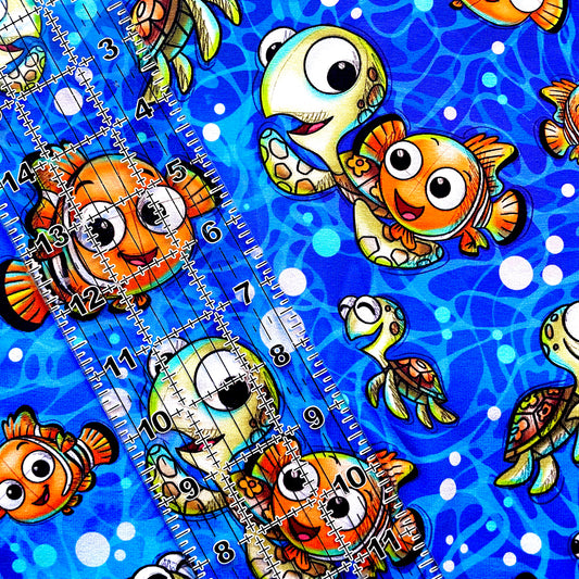 9x14 Tumbler Cut, Custom Fabric, CottonSpandex, High Quality, Mask Cut, Tumbler Fabric, Disney, Nemo and Friends, Fish Friends, Summer, New OSP Large, Squirt and Nemo