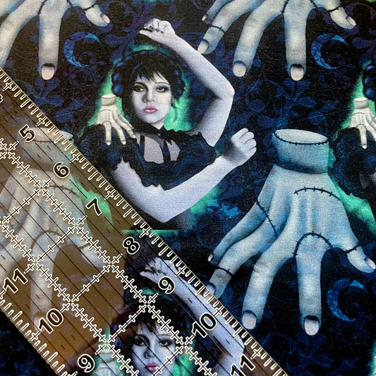 9x14 Tumbler Cut, Custom Fabric, CottonSpandex, High Quality, Mask Cut, Tumbler Fabric, Goth Girl, Dance with Hands, Wednesday