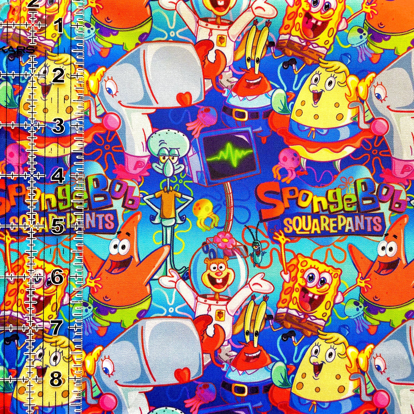 9x14 Tumbler Cut, Custom CW Cotton Woven, High Quality, Mask Cut, Tumbler Fabric, Cartoons, Pineapple Under the Sea, Sponge Guy and Friends