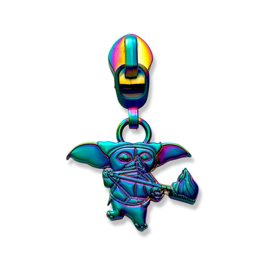 Zipper Pull, Gremlin with Arrow, Rainbow Matte