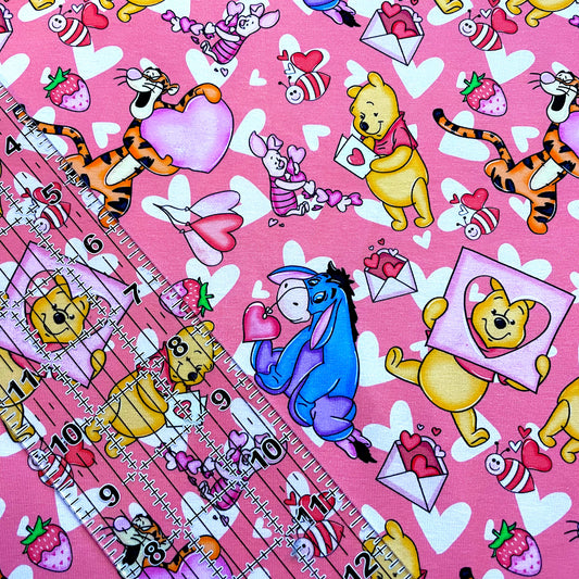 9x14 Tumbler Cut, Custom Fabric, CottonSpandex, High Quality, Mask Cut, Tumbler Fabric, Vday, Hearts, Love, Pooh and Friends