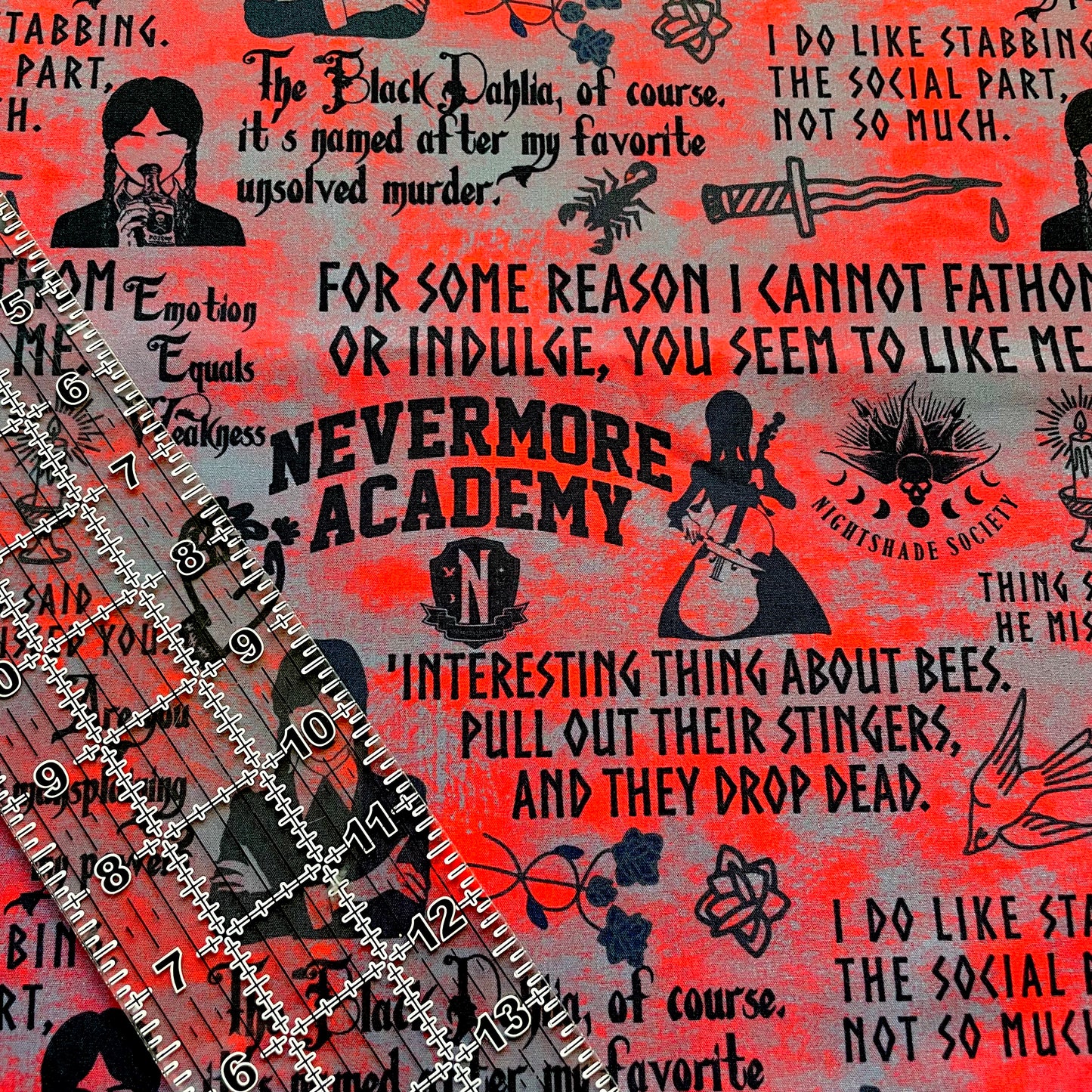 9x14 Tumbler Cut, Custom Fabric, CW Cotton Woven, High Quality, Mask Cut, Tumbler Fabric, Addams Girl, Wednesday Quotes