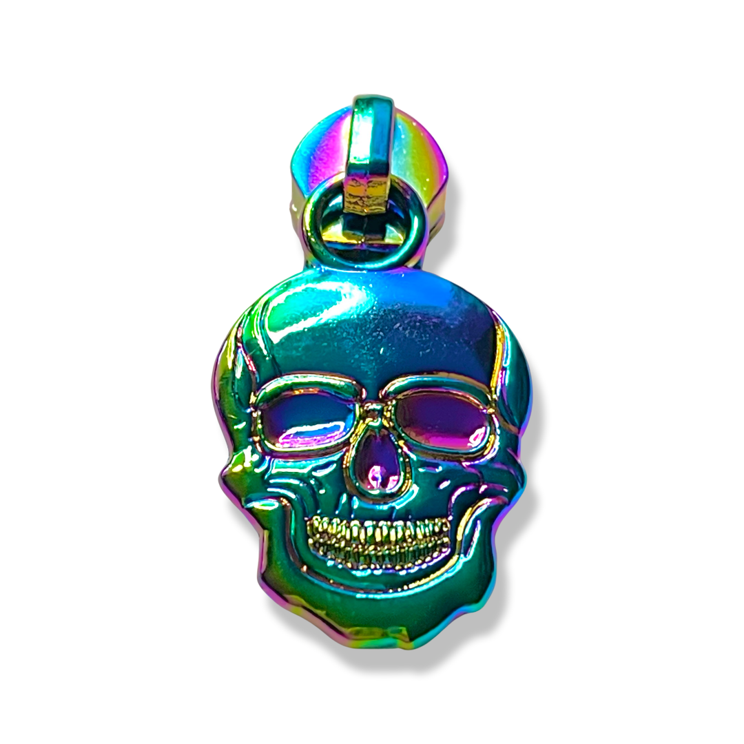 Zipper Pull, Skull, Rainbow