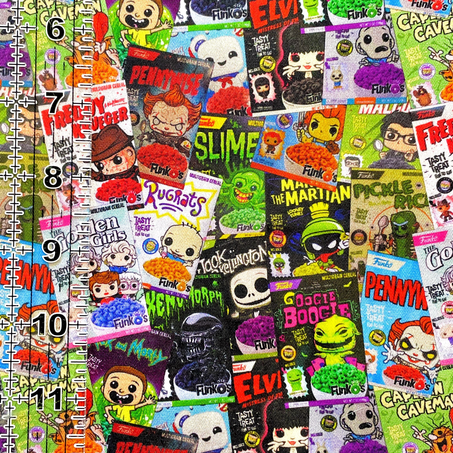 9x14 Tumbler Cut, Custom Fabric, CW Cotton Woven, High Quality, Mask Cut, Tumbler Fabric, Horror, Monster, Throwback, Halloween, Cereal Boxes