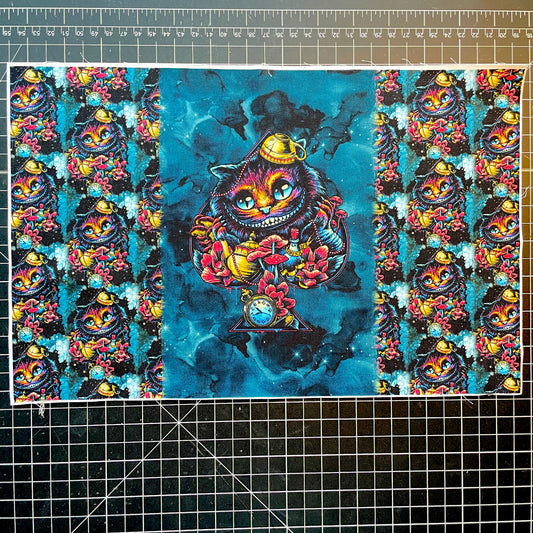 9x14 Tumbler Cut, Custom Fabric, CW Cotton Woven, High Quality, Mask Cut, Tumbler Fabric, Alice, Burton, Cheshire Cat, Precut