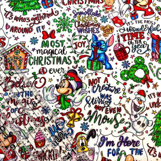 9x14 Tumbler Cut, Custom Fabric, CottonSpandex, High Quality, Mask Cut, Tumbler Fabric, Christmas, Xmas, Mouse Doodles, Holiday Sayings