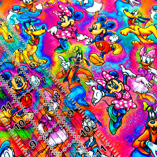 9x14 Tumbler Cut, Custom Fabric, CottonSpandex, High Quality, Mask Cut, Tumbler Fabric, Mickey, Minnie, Goofy, Fab Five, Rainbow, Vibrant