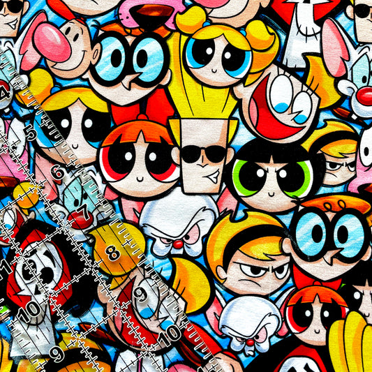 9x14 Tumbler Cut, Custom Fabric, CottonSpandex, High Quality, Mask Cut, Tumbler Fabric, Throwback, Toon Faces, Power Girls