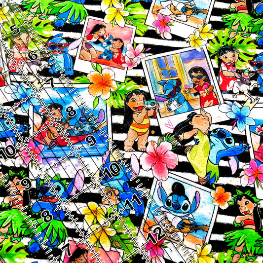 9x14 Tumbler Cut, Custom Fabric, CottonSpandex, High Quality, Mask Cut, Tumbler Fabric, Disney, Stitch, Lilo, Polaroids, Pictures