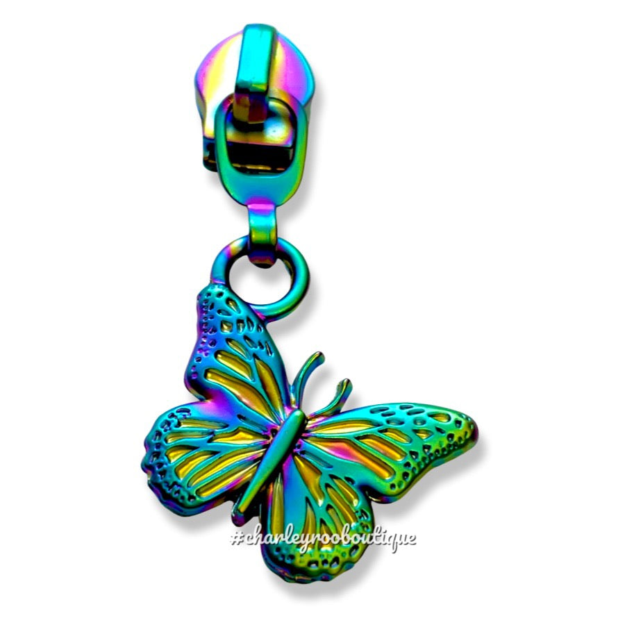 Zipper Pull, Butterfly, Matte Rainbow