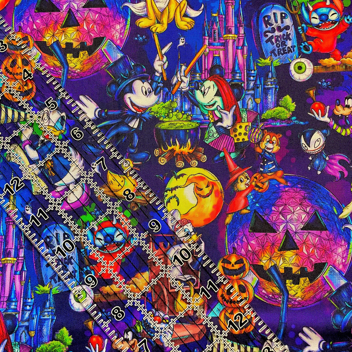 9x14 Tumbler Cut, Custom Fabric, CW Cotton Woven, High Quality, Mask Cut, Tumbler Fabric, Halloween, Mickey, Skellington Mouse, Main, New OSP