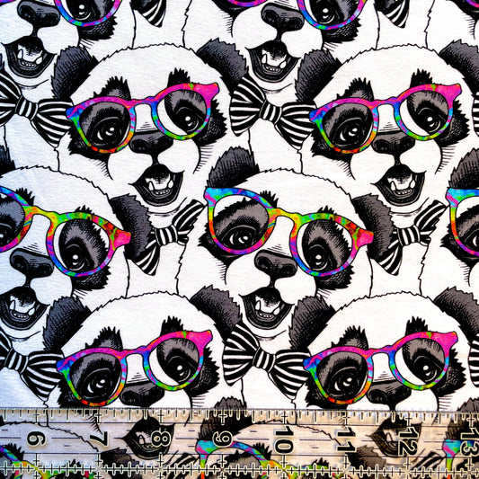 9x14 Tumbler Cut, Custom Fabric, CottonSpandex, High Quality, Mask Cut, Tumbler Fabric, Hipster Panda Bears, Pandas with Glasses, Rainbow, Cute, Kimmy