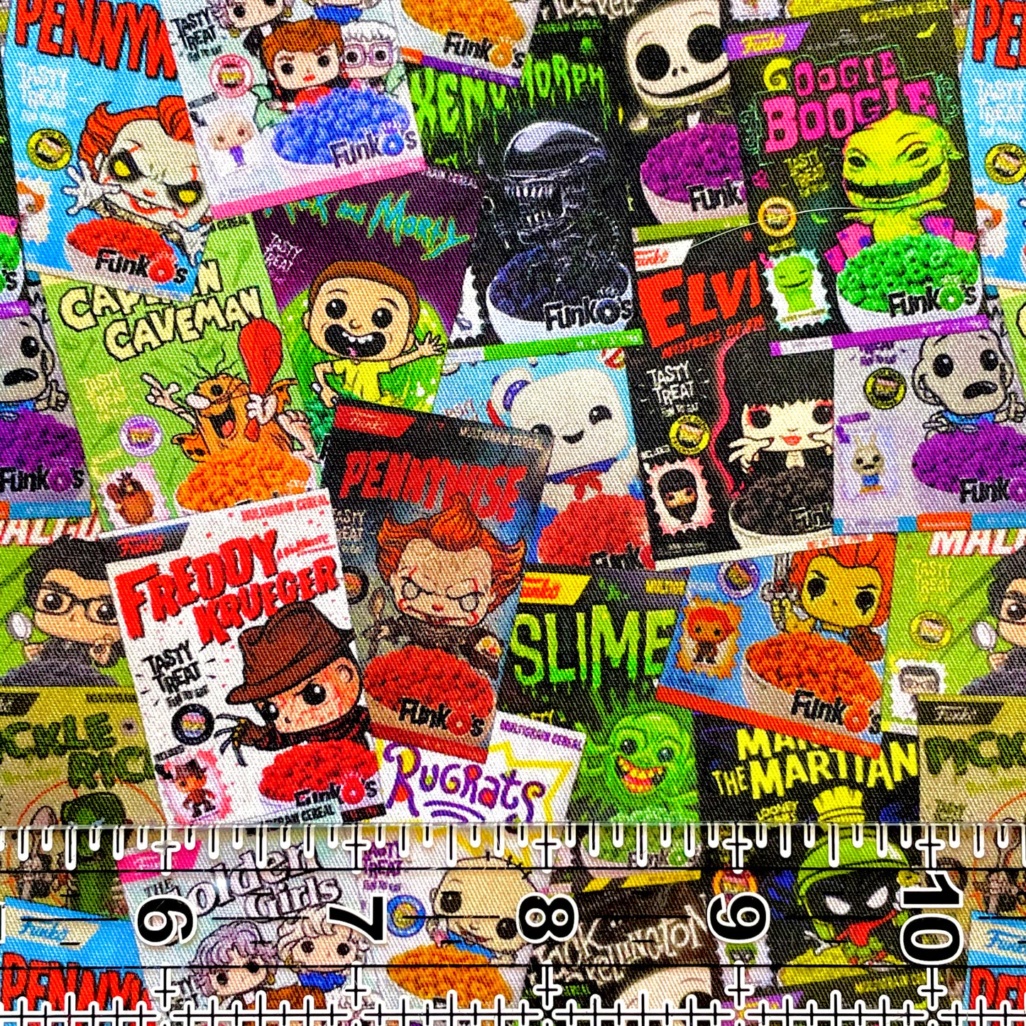 9x14 Tumbler Cut, Custom Fabric, CW Cotton Woven, High Quality, Mask Cut, Tumbler Fabric, Horror, Monster, Throwback, Halloween, Cereal Boxes