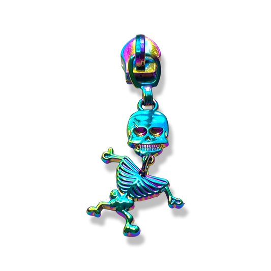 Zipper Pull, Dancing Skeleton, Rainbow