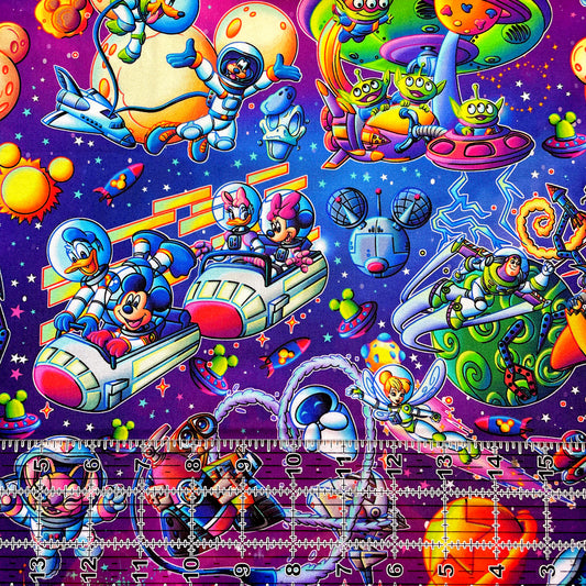 9x14 Tumbler Cut, Custom Fabric, CW Cotton Woven, High Quality, Mask Cut, Tumbler Fabric, Disney Space Adventure, Purple