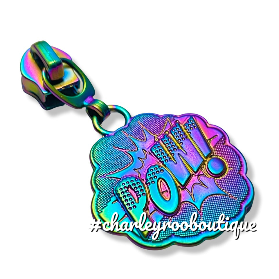 Zipper Pull, Pow! Superhero, Rainbow Matte