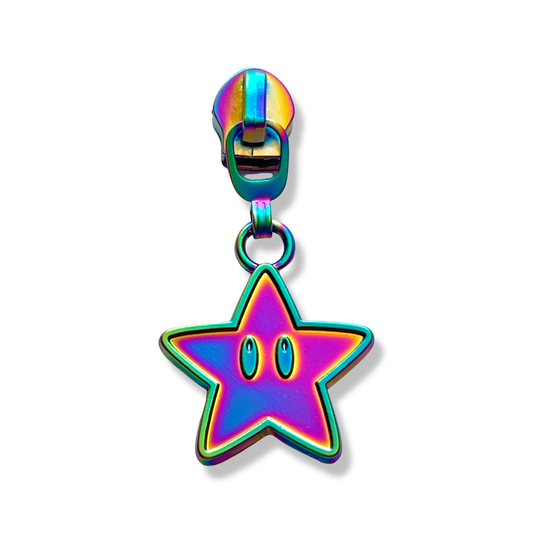 Zipper Pull, Gamer Star, Mario, Rainbow Matte