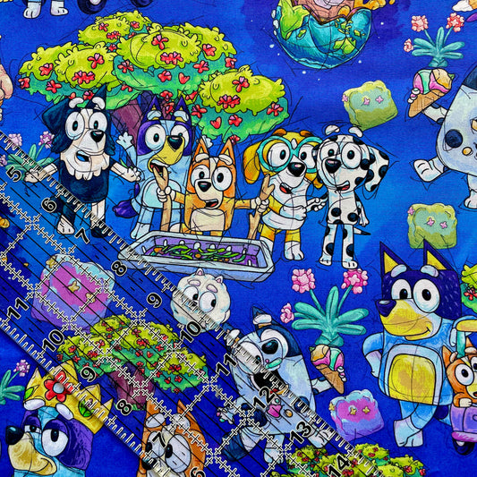 9x14 Tumbler Cut, Custom Fabric, CW Cotton Woven, High Quality, Mask Cut, Tumbler Fabric, New Bluey, Large Scale, Fun, Blue Heelers