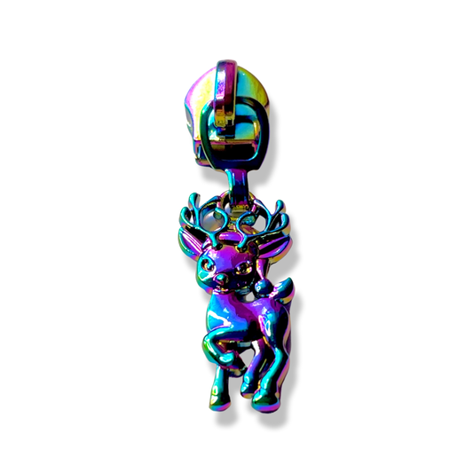Zipper Pull, Reindeer, Rainbow