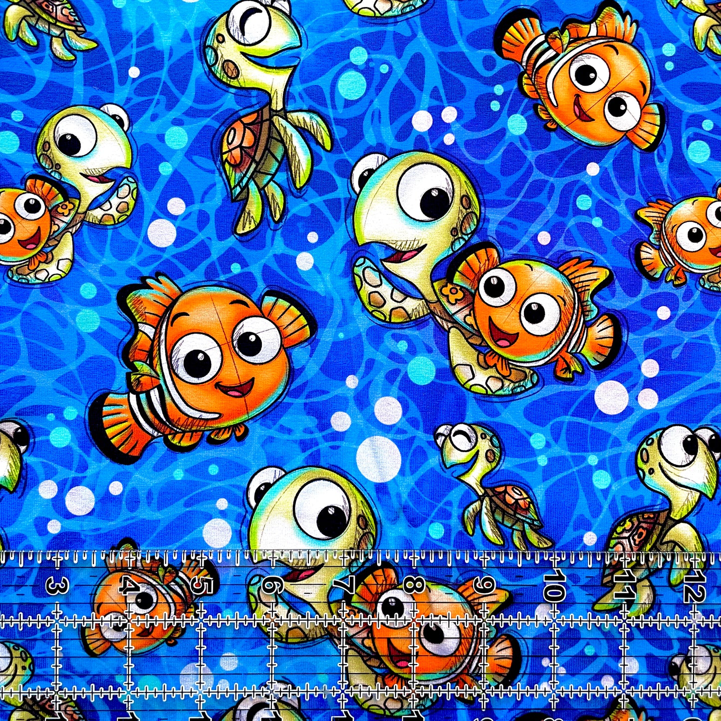 9x14 Tumbler Cut, Custom Fabric, CottonSpandex, High Quality, Mask Cut, Tumbler Fabric, Disney, Nemo and Friends, Fish Friends, Summer, New OSP Large, Squirt and Nemo